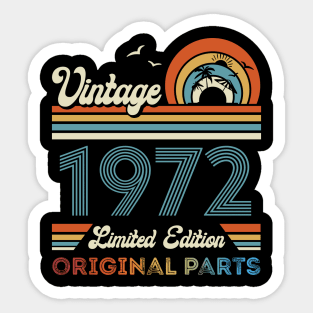 Vintage 1972 52nd Birthday Gift For Men Women From Son Daughter Sticker